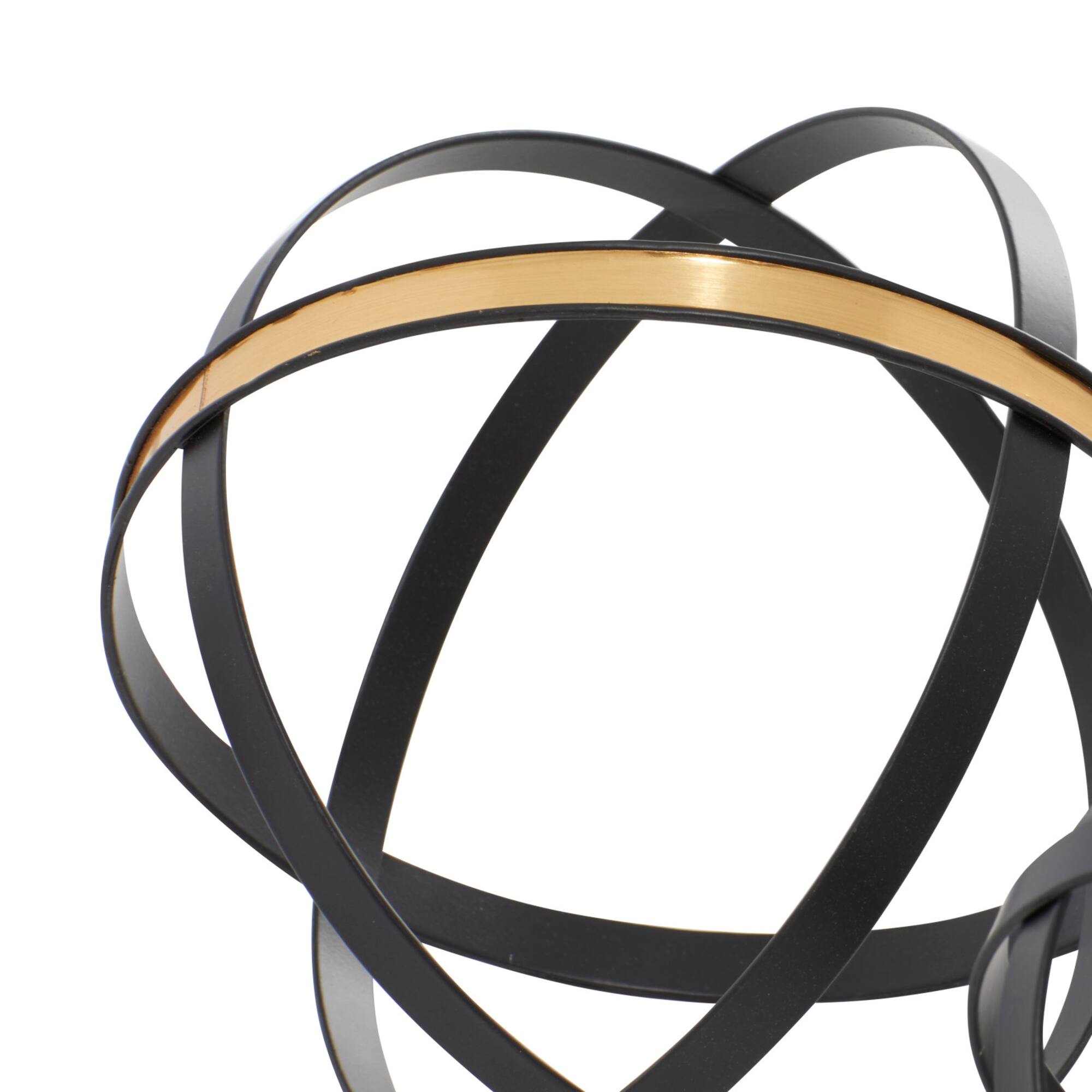 Black & Gold Metal Contemporary Orb Sculpture Set